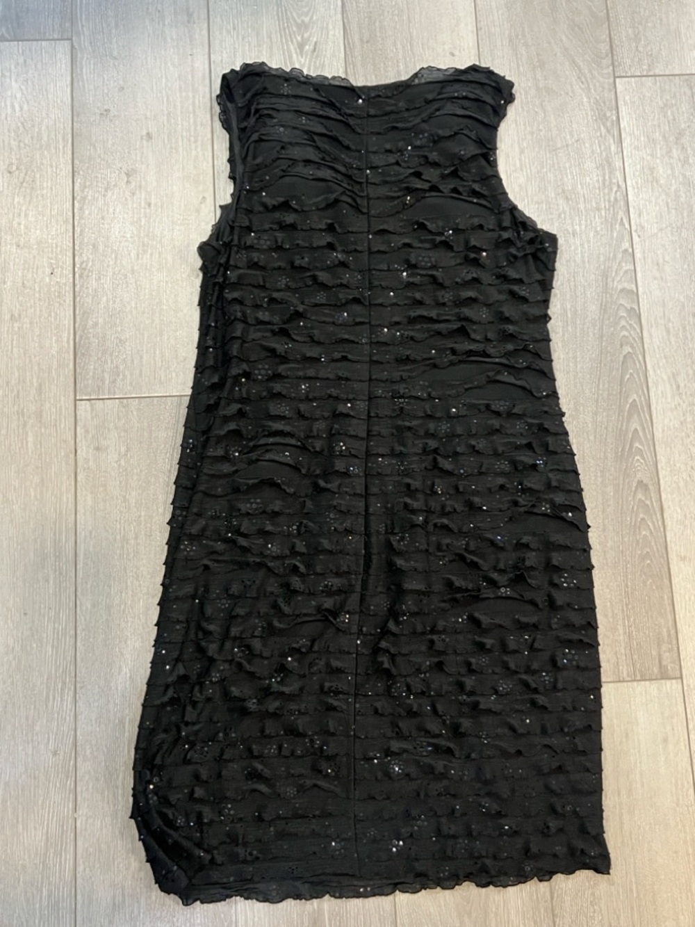 Black Ruffle Sequin Sleeveless Dress